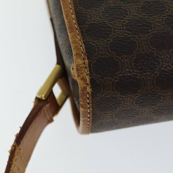 CELINE Macadam Canvas Shoulder Bag PVC Leather Brown - Picture 7 of 16